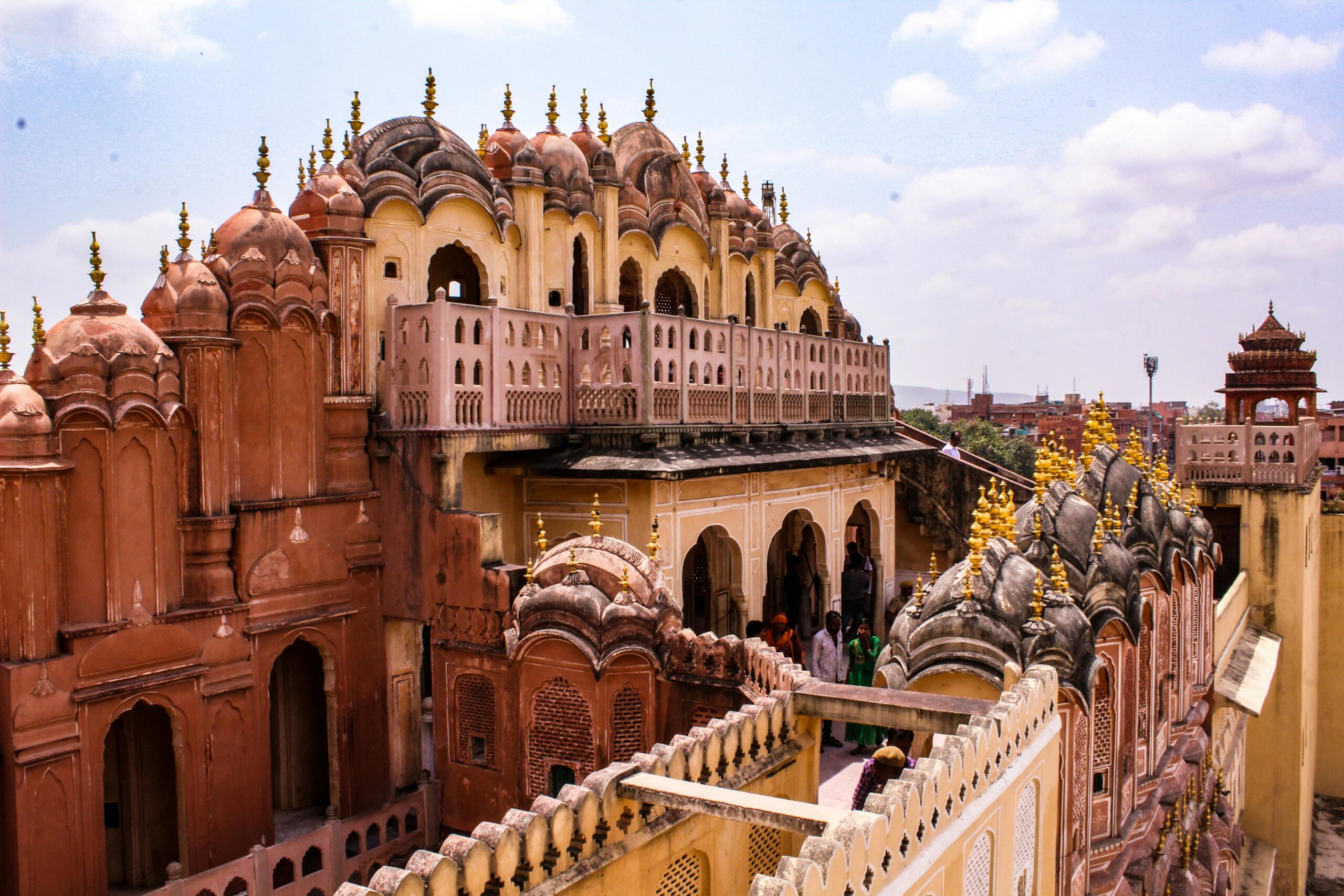 Stunning view of the historic Hawa Mahal in Jaipur, showcasing its intricate architecture.