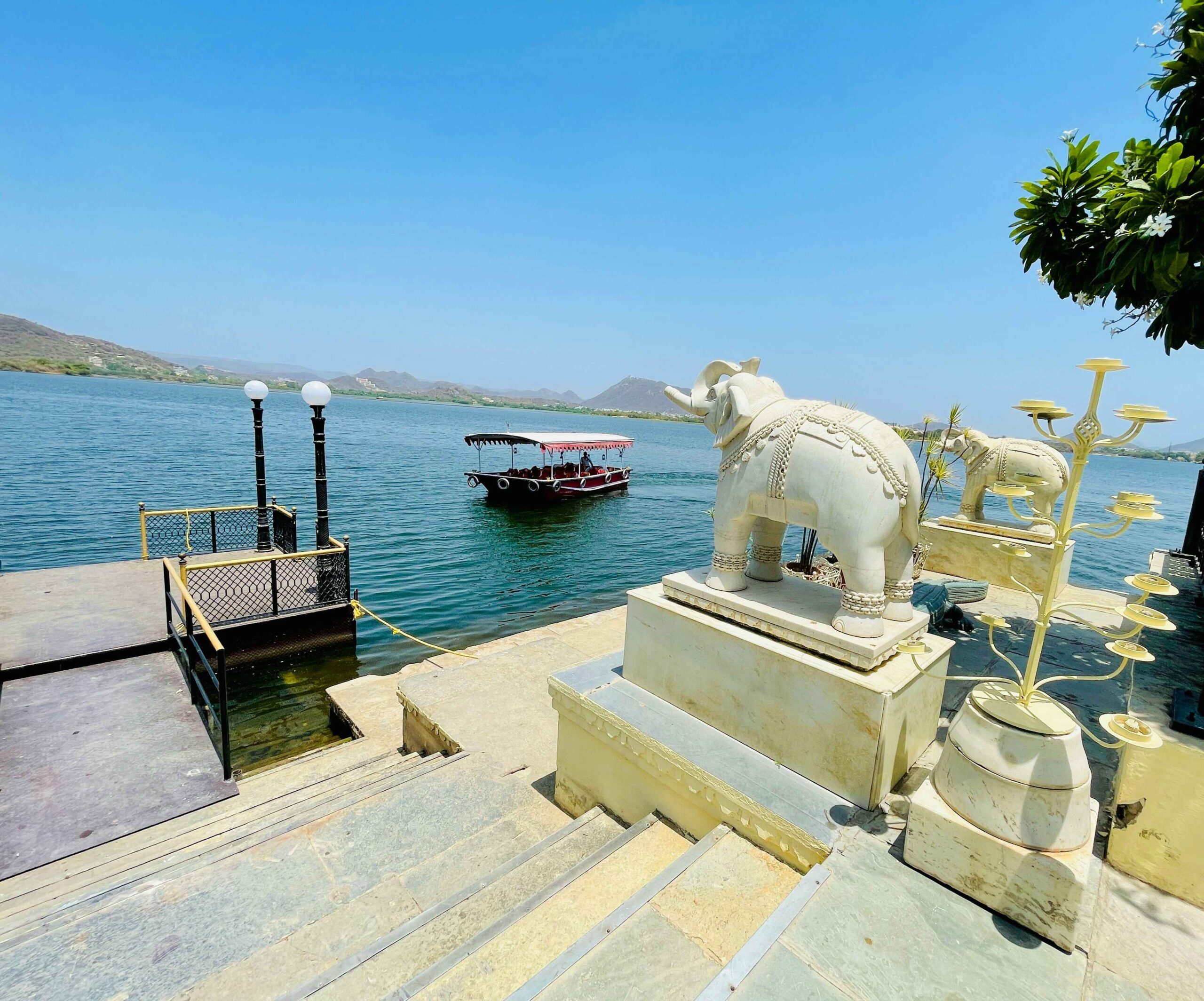 Two Elephants will welcome you at the entry Gate of Jag Mandir Palace Udaipur.